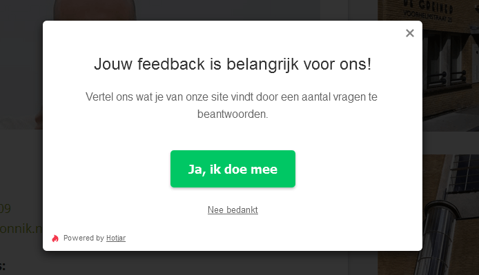 Hotjar: feedback en poll survey